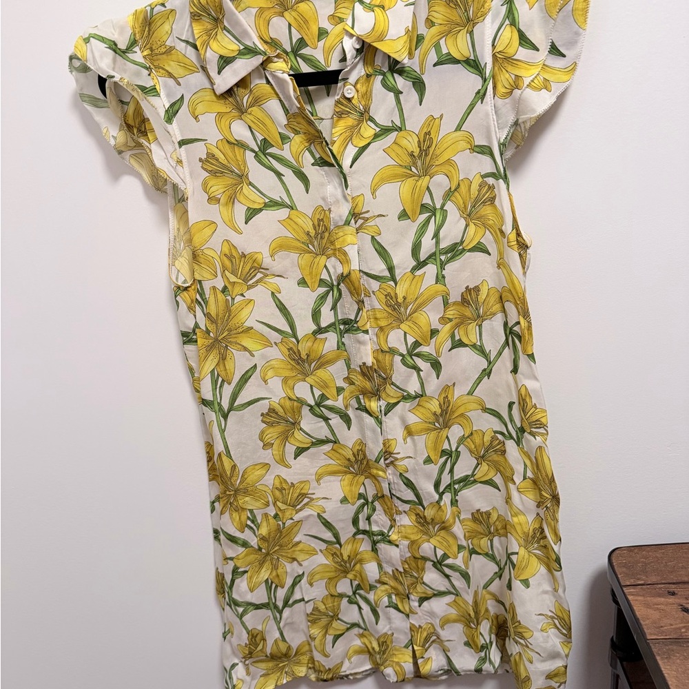 Alice + Olivia Yellow Floral Button Down dress